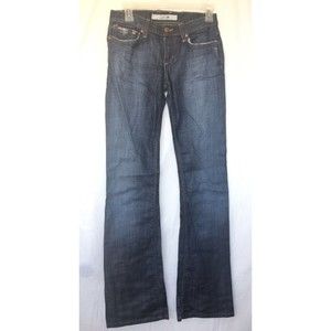 Joe’s Jeans Women’s flare Distressed Dark Wash Denim Back Pocket Logo Size 24